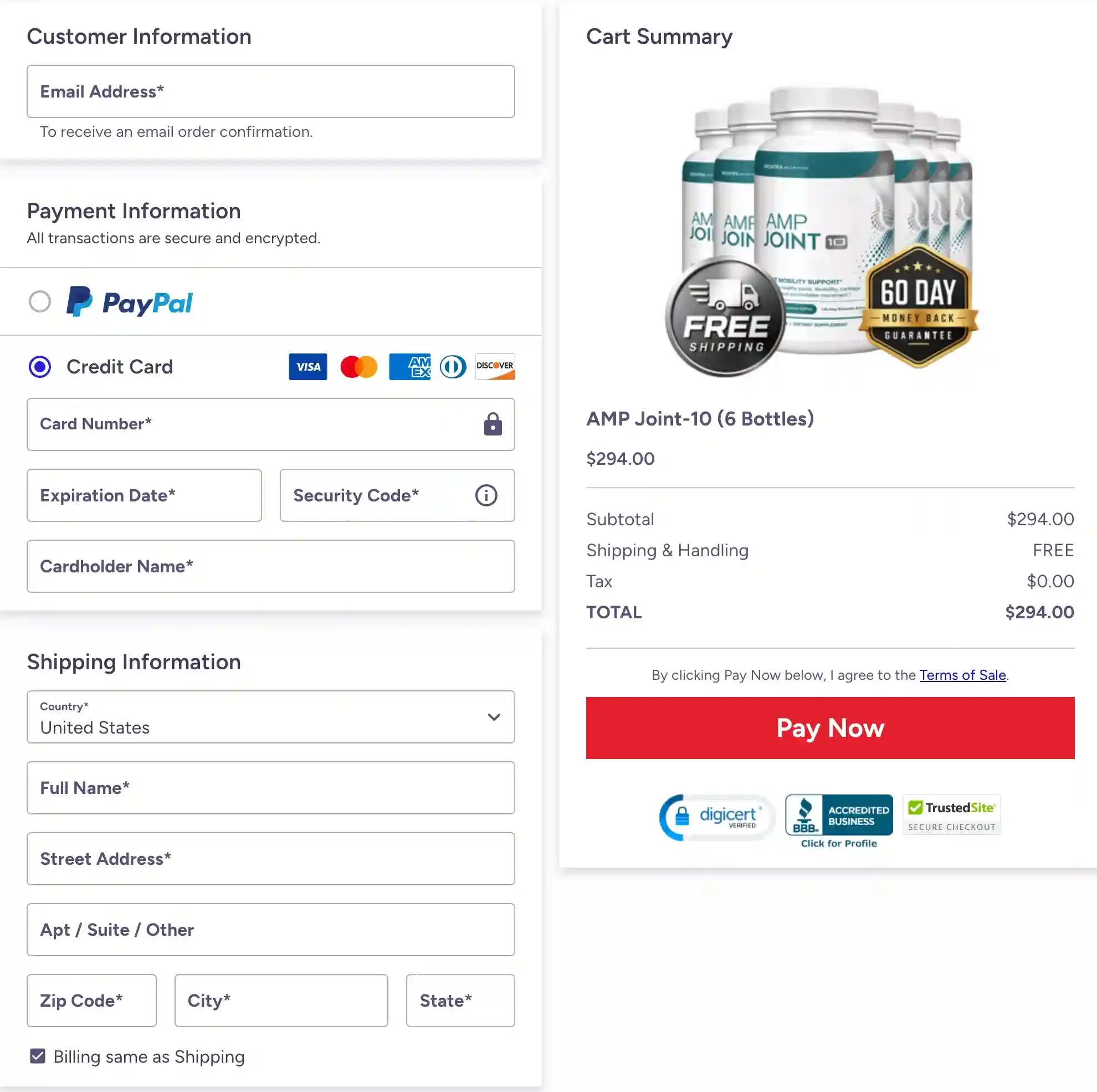 AMP Joint 10 Secure Payment via ClickBank - All Major Cards Accepted